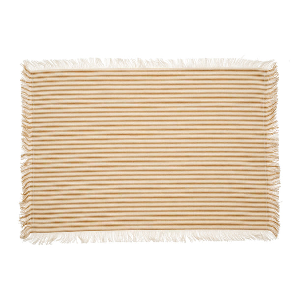 Ticking Fringe Placemats - Tan