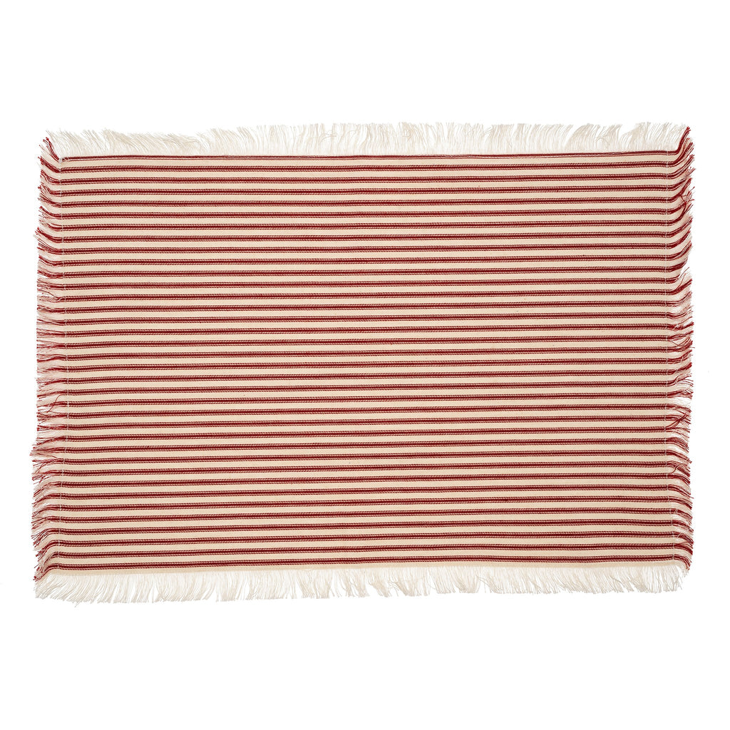 Ticking Fringe Placemat - Red