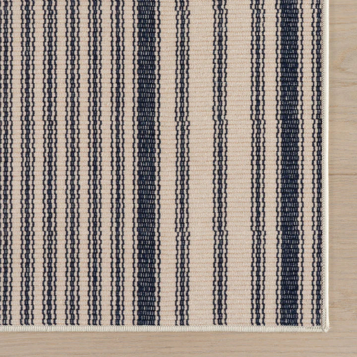 Dash & Albert - Clemira Coastal Striped Navy Machine Washable Rug