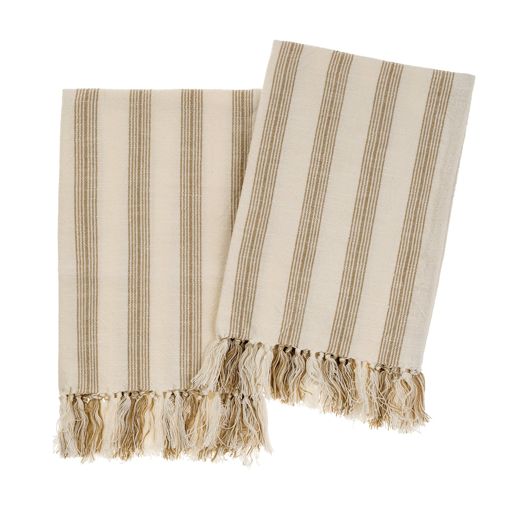 French Stripe Hand Towel - Sand (Sold Individually)