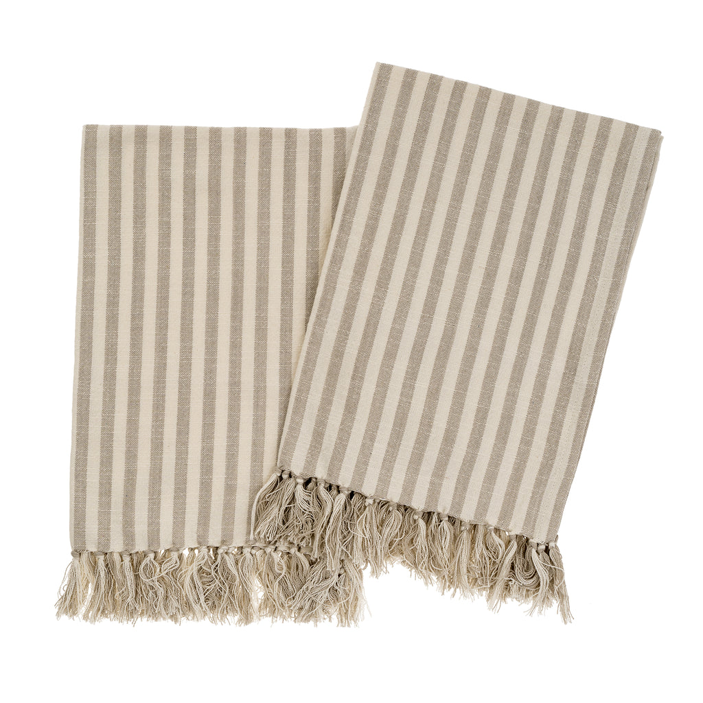 Bengal Stripe Hand Towel - Stone (Sold Individually)