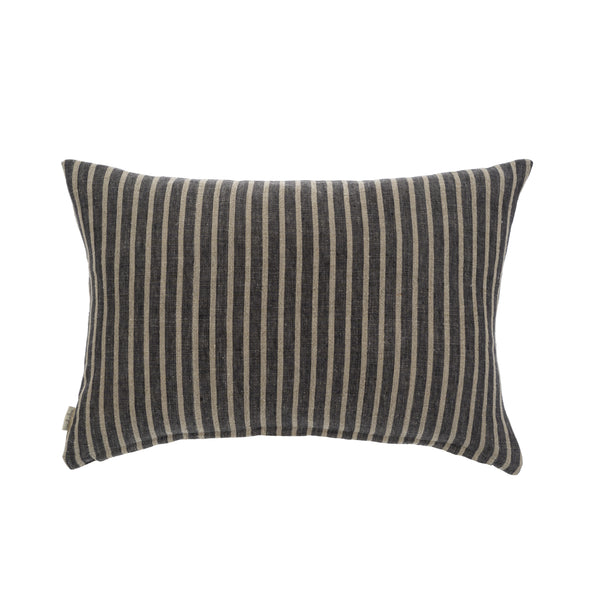 Pinstripe Linen Pillow - Charcoal