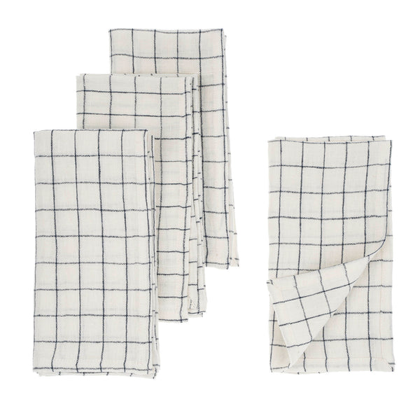 Linen Check Napkins - Blue (Sold Individually)