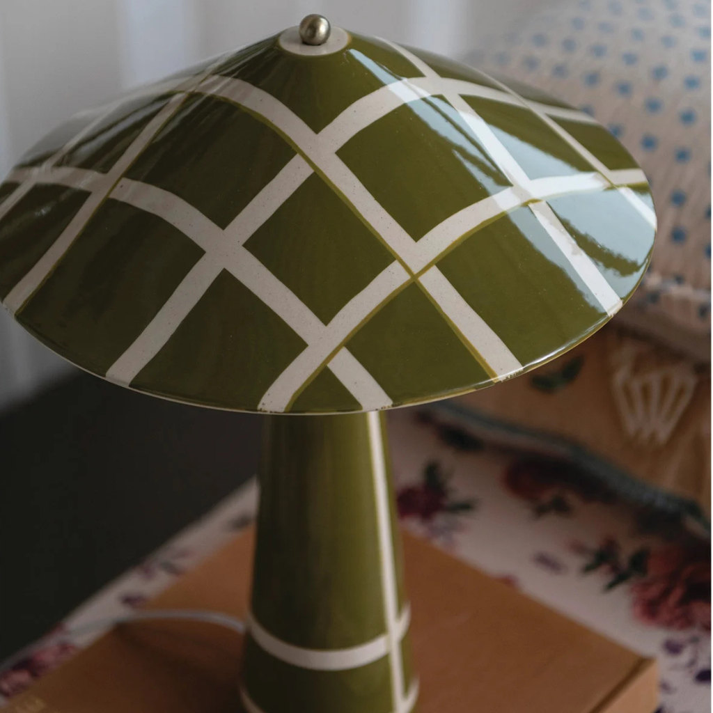 Plaid Stoneware Table Lamp