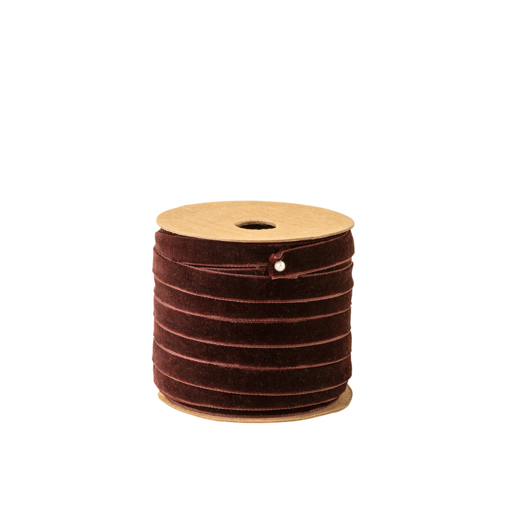 Velvet Ribbon on Wood Spool - 1/2" (Four Colours Available)