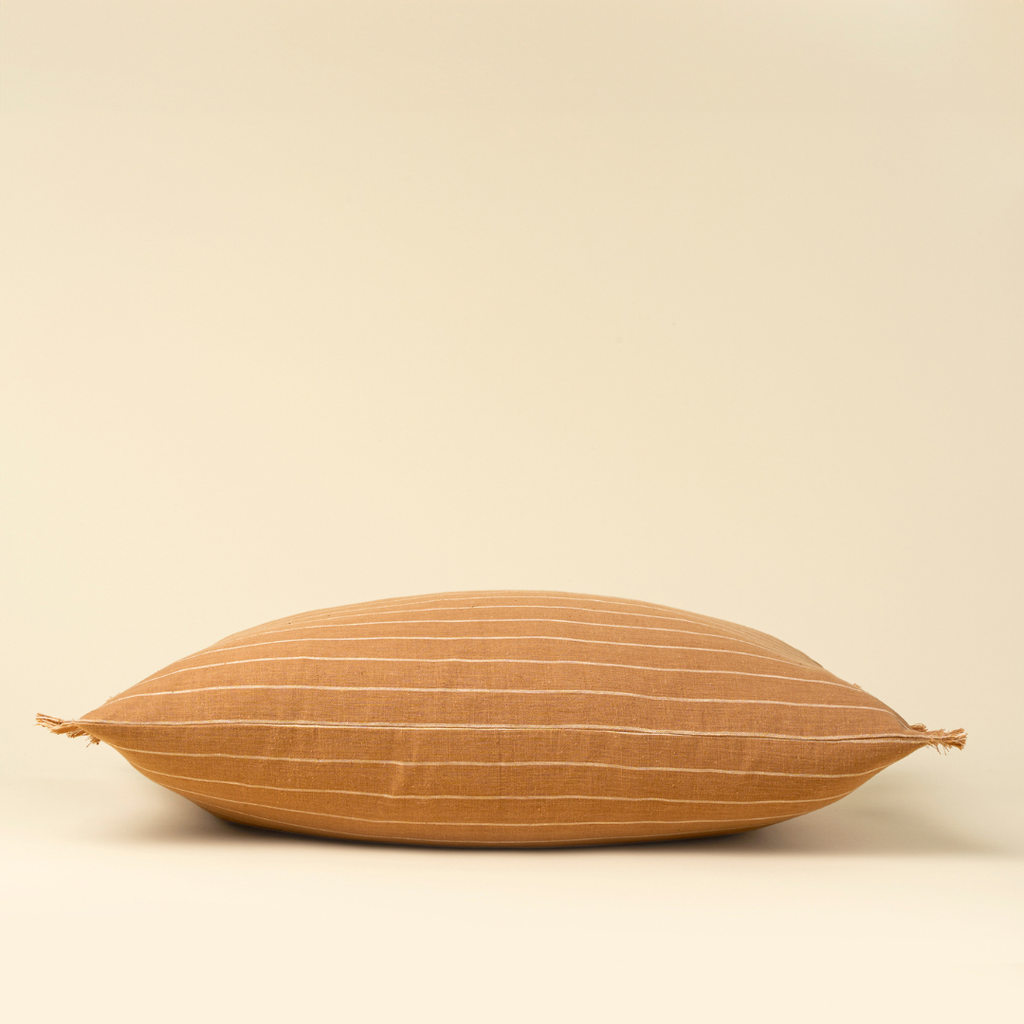 Handloom Stripe Pillow - Terracotta (16" x 24")
