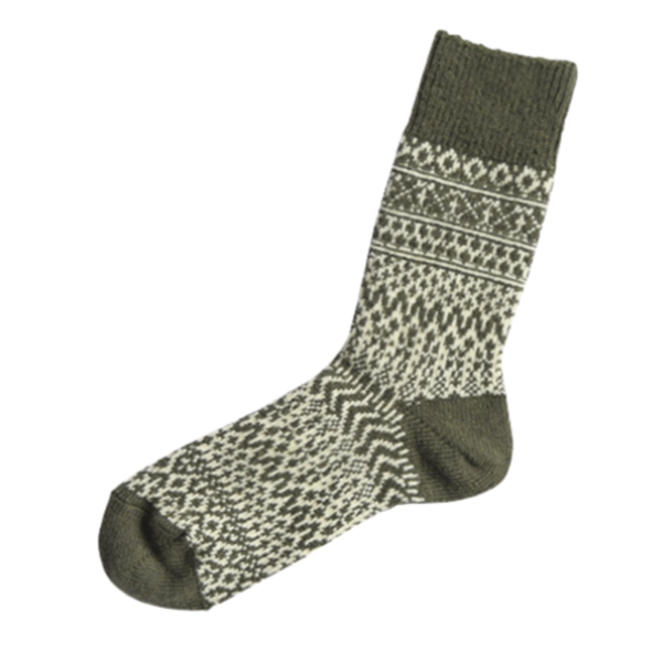 Wool Jacquard Socks - Grey