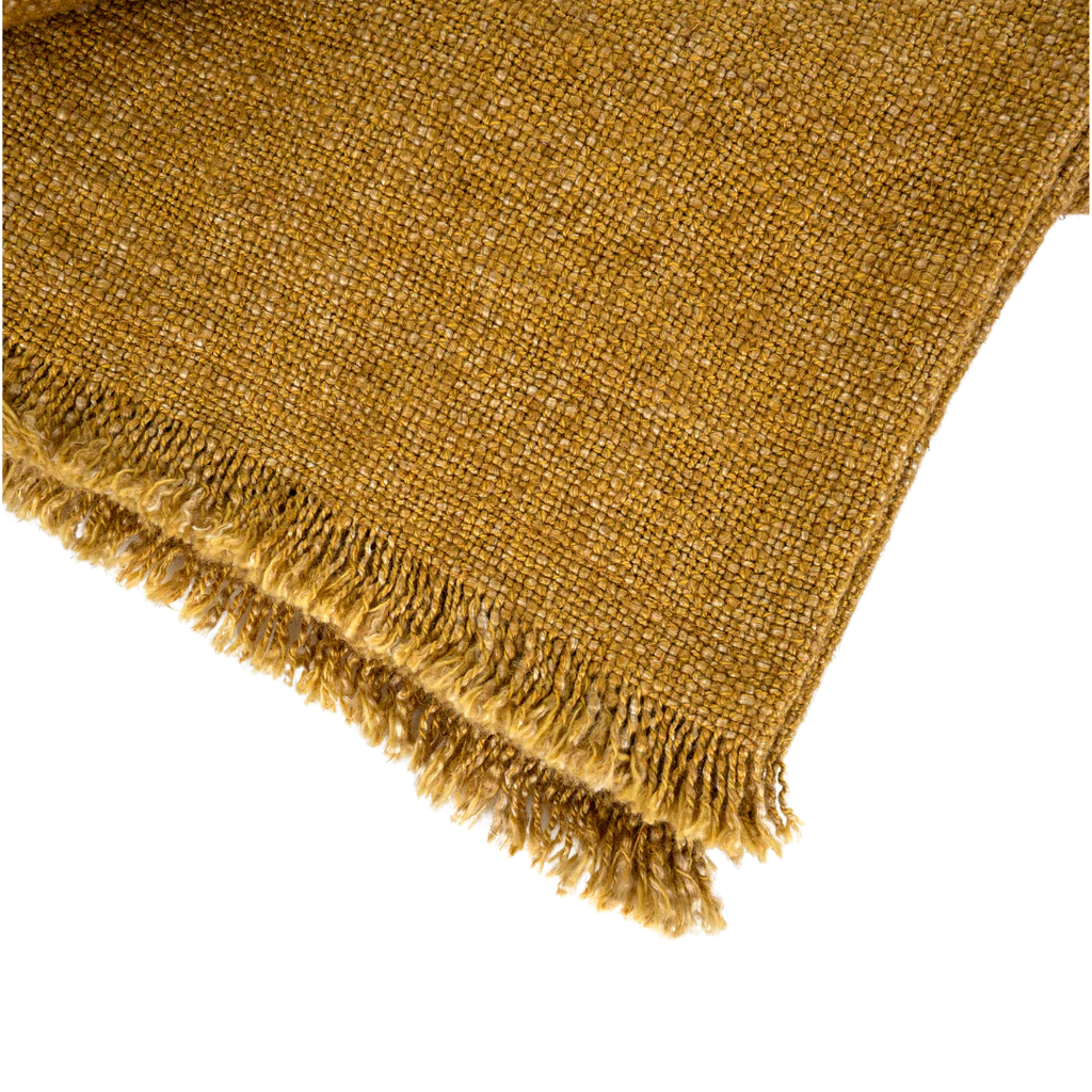 Selena Linen End of Bed Blanket - Ochre