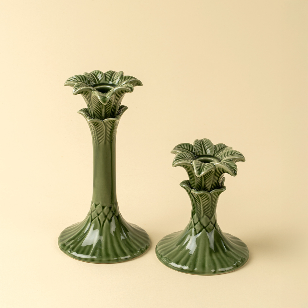 Palm Tree Candle Holders - Green (Two Sizes Available)