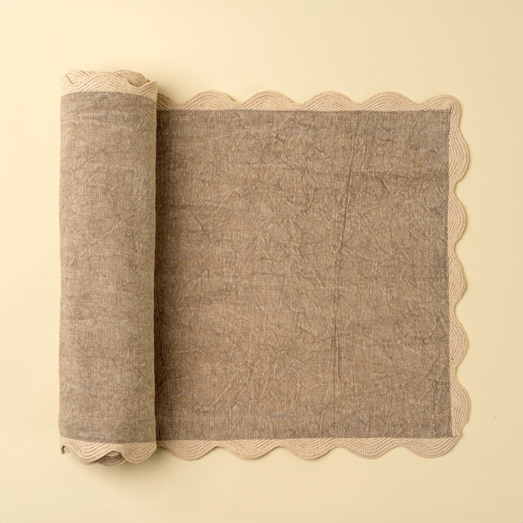 Scalloped Table Runner - Sand (108"L)