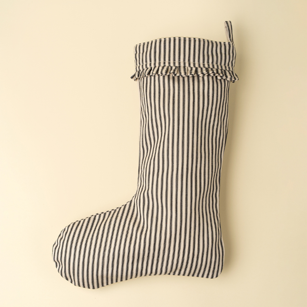 Ticking Stripe Stocking - Black