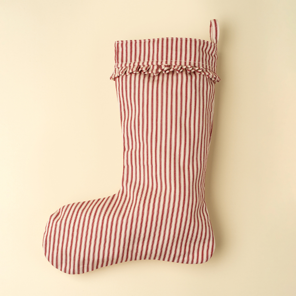 Ticking Stripe Stocking - Red