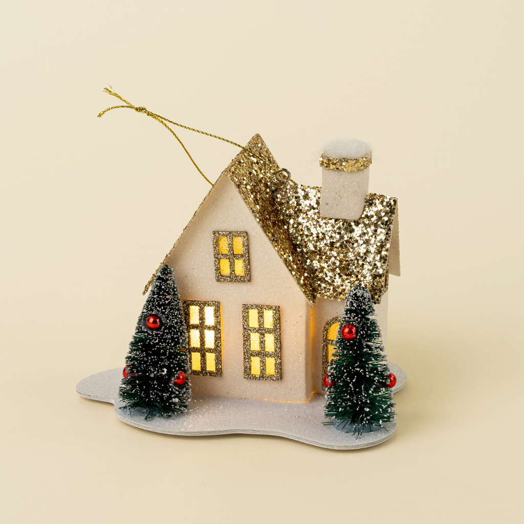 LED Glitter House Ornament