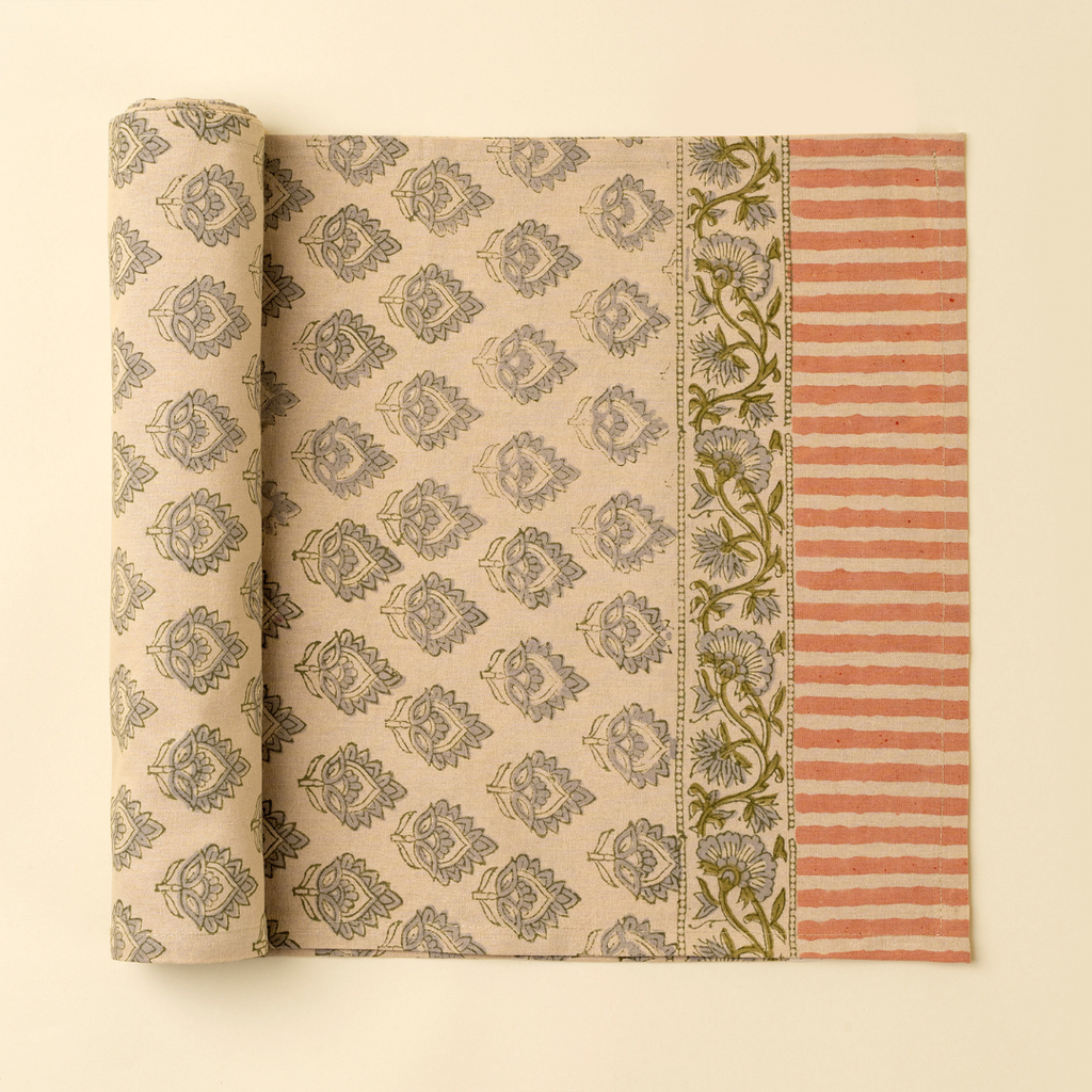 Ritika Block Print Table Runner - 108"L
