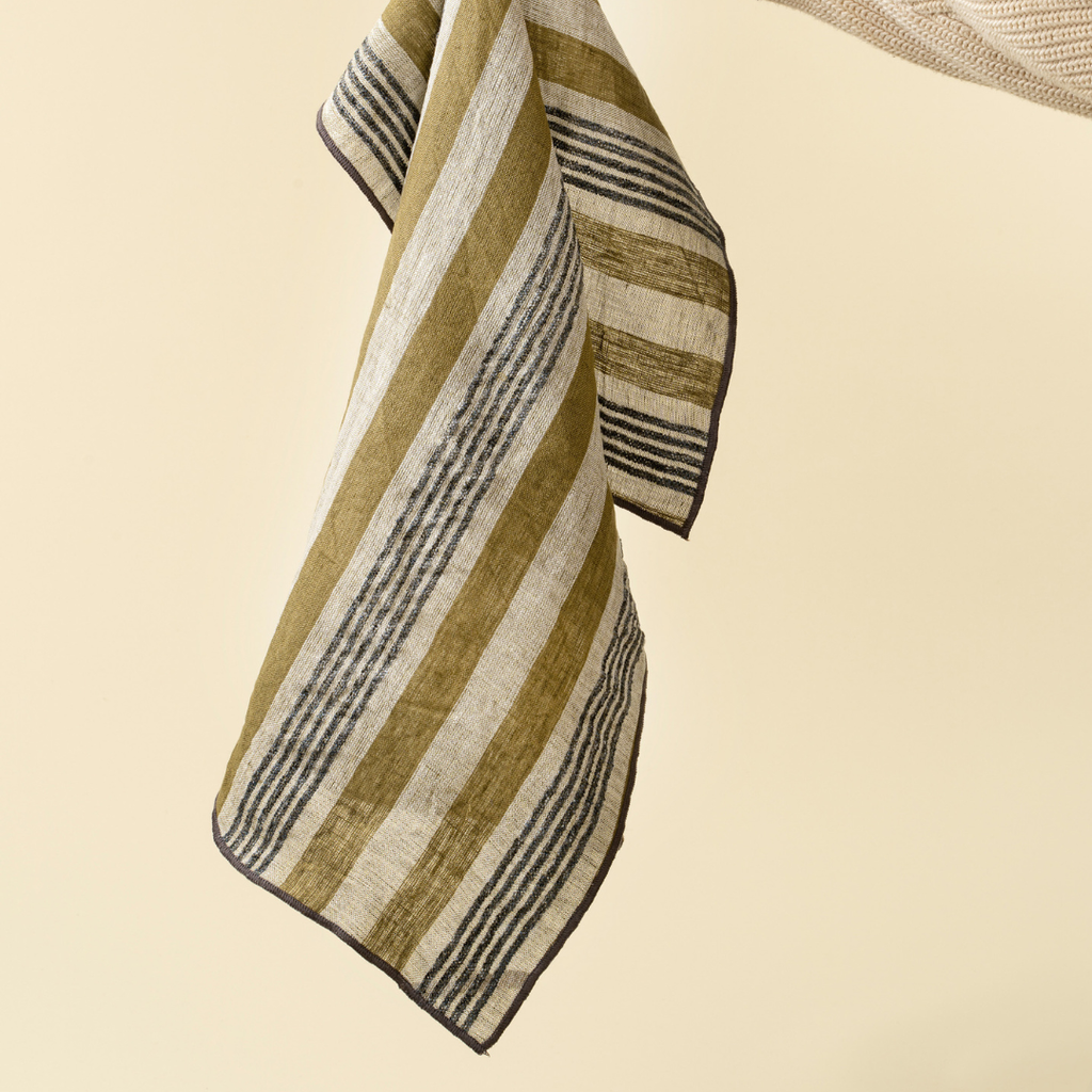 Levi Linen Tea Towel - Ochre (Sold Individually)