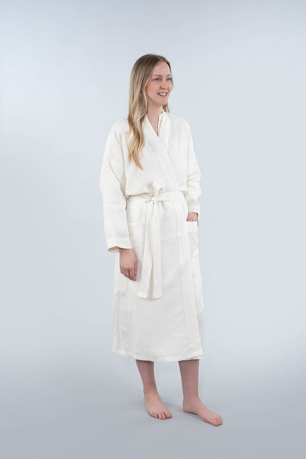 Linen Robe - Ivory