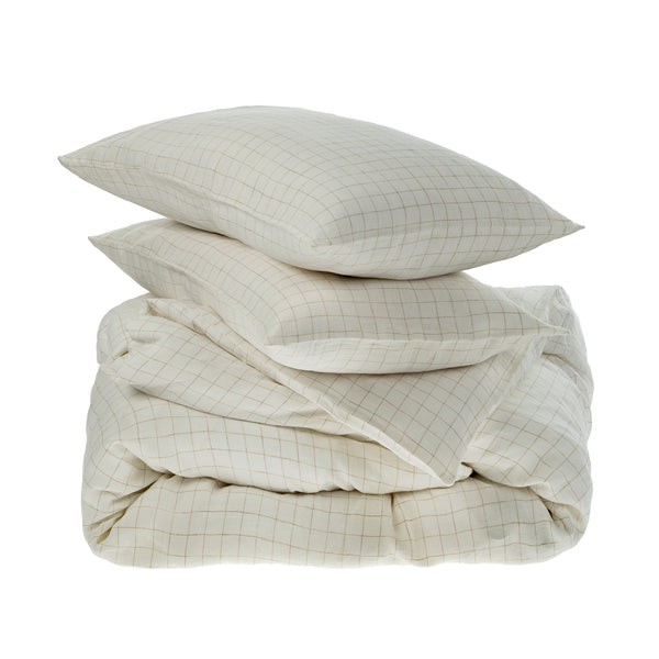 Linen Check Duvet Cover Set - Ivory (Two Sizes Available)