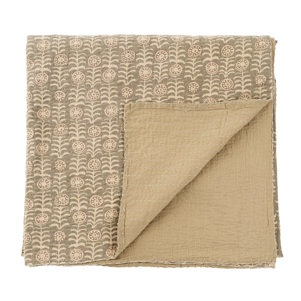 Florio Kantha Bed Blanket - Sage