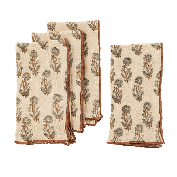 Oleander Block Print Napkins (Sold Individually)