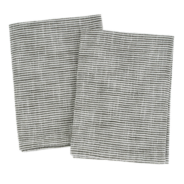 Striped Tea Towel - Charcoal (Sold Individually)