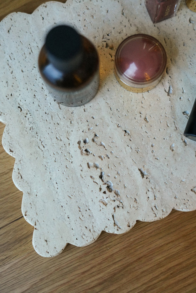 Scalloped Rectangular Travertine Tray