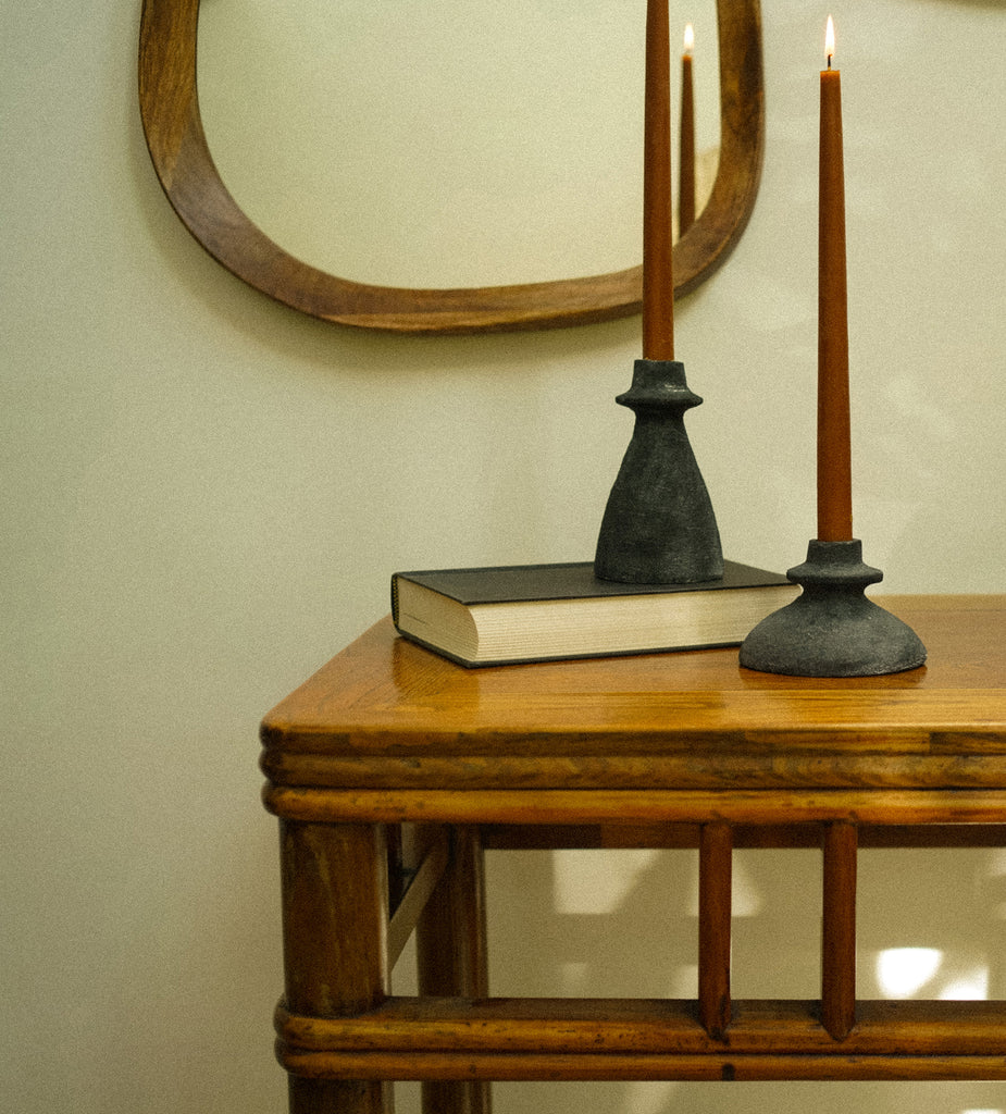 Arta Terracotta Candle Holders - Black (Three Sizes Available)