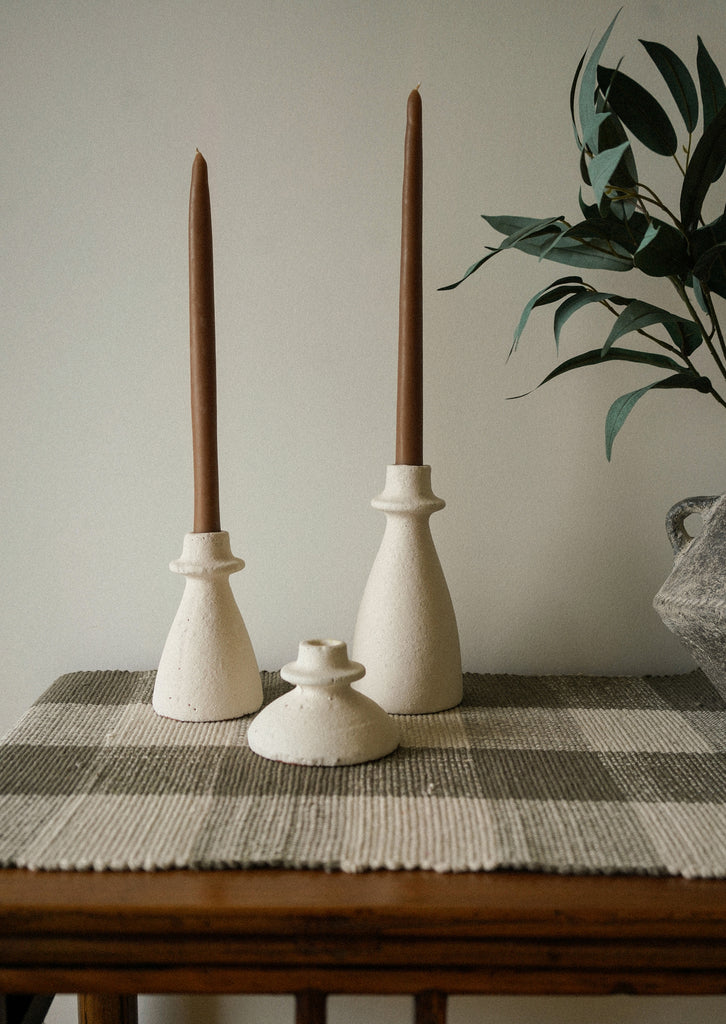 Arta Terracotta Candle Holders - White (Three Sizes Available)