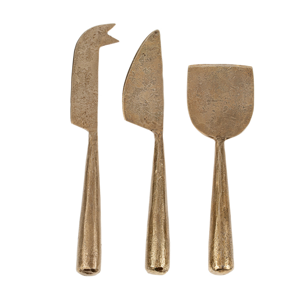 Set of Hand Forged Cheese Knives - Gold