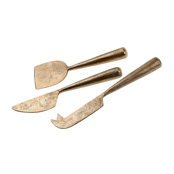 Set of Hand Forged Cheese Knives - Gold