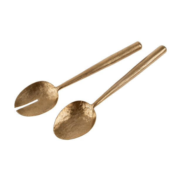 Hand Forged Salad Servers - Gold