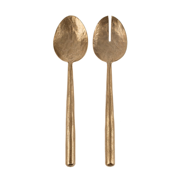 Hand Forged Salad Servers - Gold