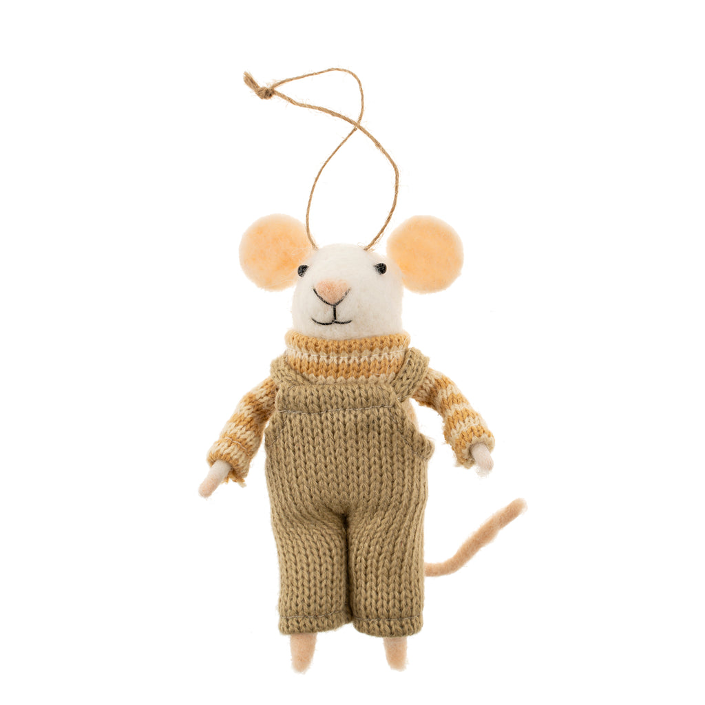 Overalls Olive Mouse Ornament