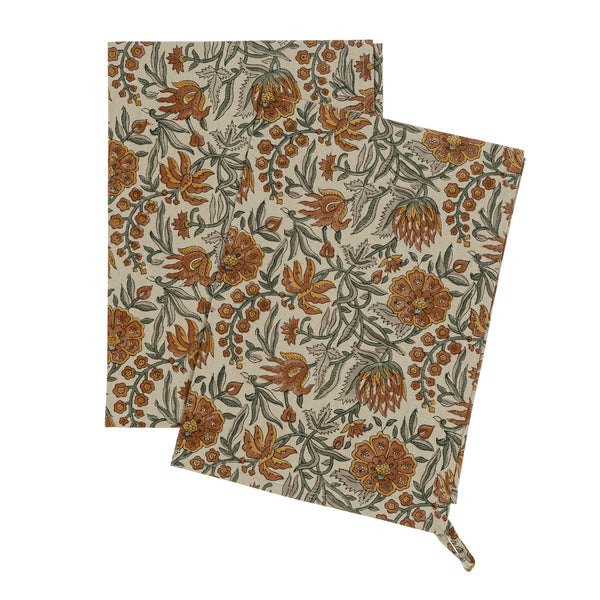 Rosalind Block Print Tea Towel (Sold Individually)