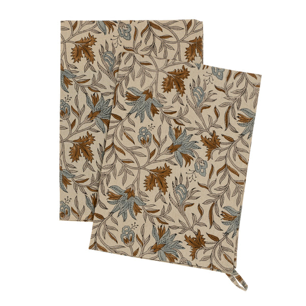 Cecily Block Print Tea Towel (Sold Individually)