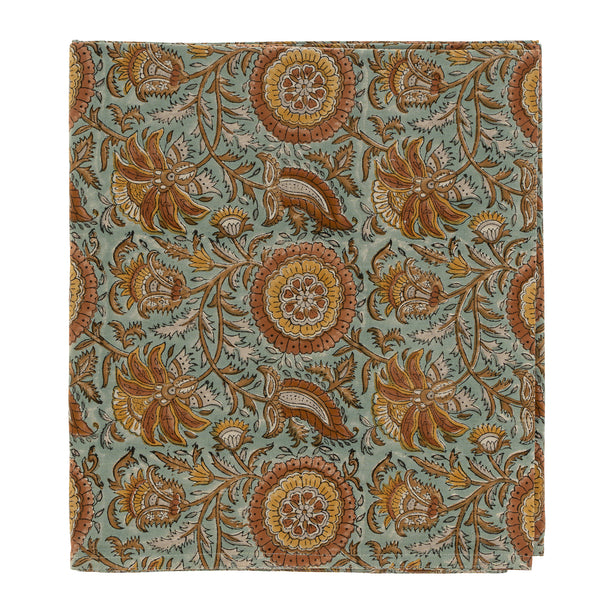 Dahlia Block Print Tablecloth (102" x 60")