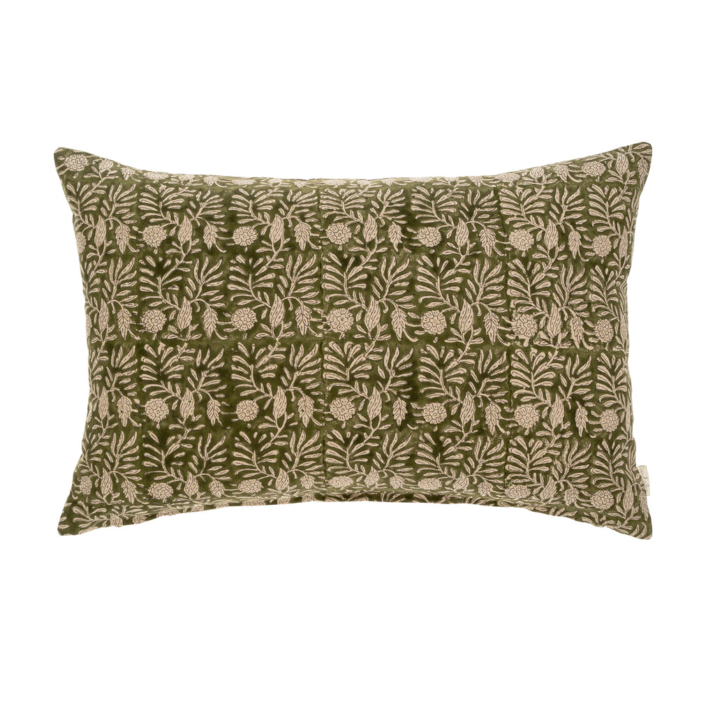 Tulsi Block Print Pillow - Forest (16" x 24")
