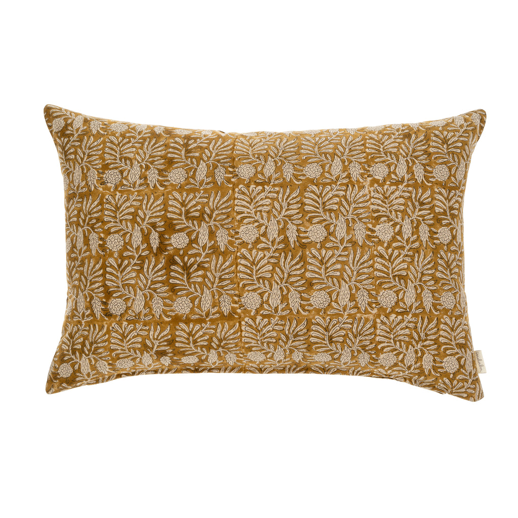 Tulsi Block Print Pillow - Ochre (16" x 24")