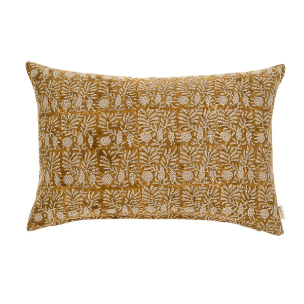 Tulsi Block Print Pillow - Ochre (16" x 24")