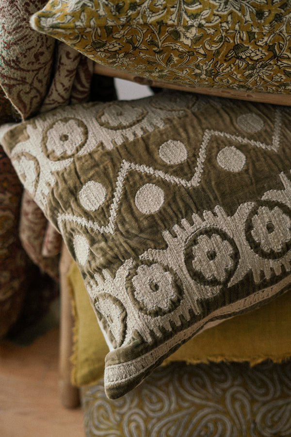 Velvet Embroidered Pillow (16" x 24")