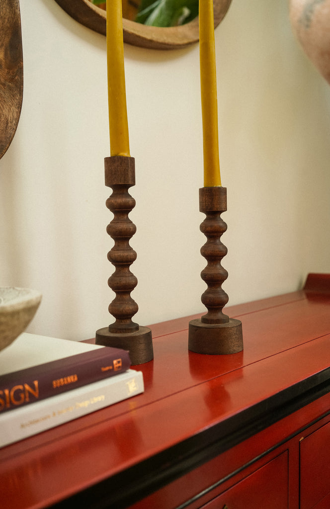 Woodspun Candle Holders (Two Sizes Available)