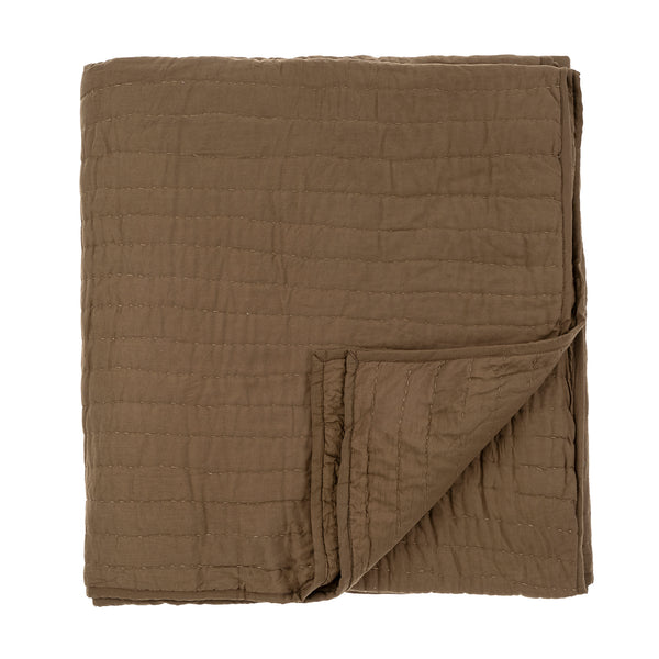 Kantha Bed Blanket - Hazelnut