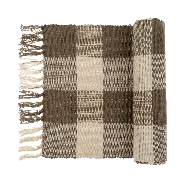Gingham Table Runner - Charcoal (72" x 16")