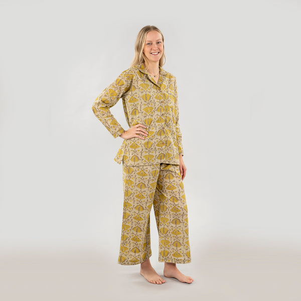 Lotus Block Print Pyjama Set (Two Sizes Available)