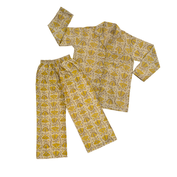 Lotus Block Print Pyjama Set (Two Sizes Available)