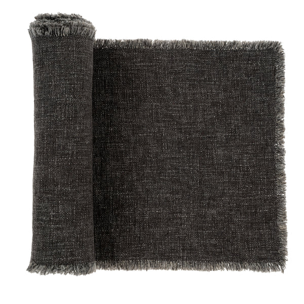 Selena Linen Table Runner - Charcoal (108" x 14")