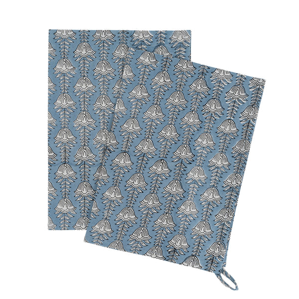 Bluebell Block Print Tea Towel (Sold Individually)