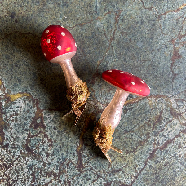 Glass Mushroom Ornaments (Two Styles Available)