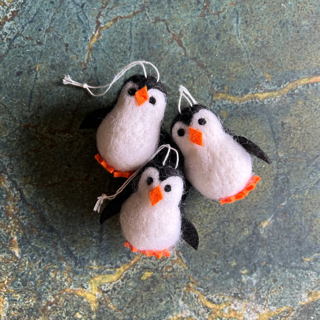 Felted Penguin Ornament