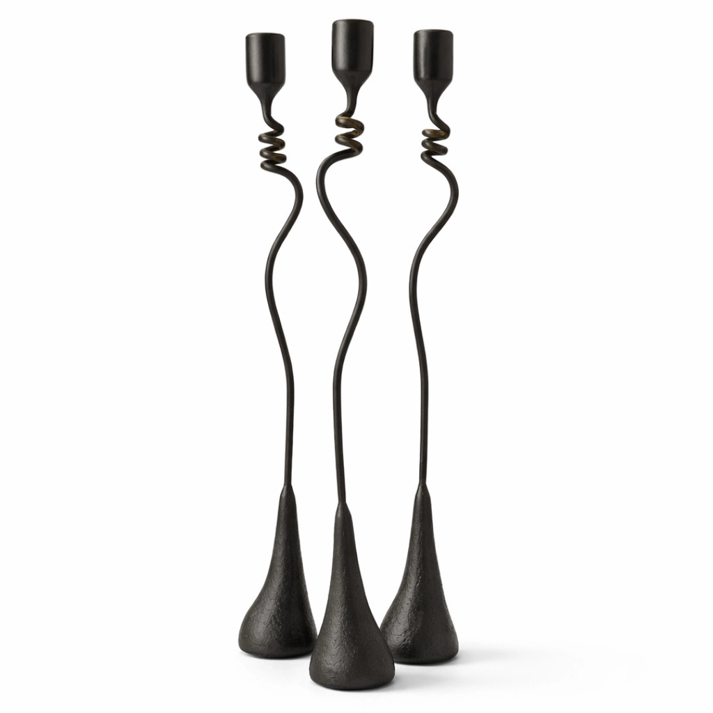 Handmade Iron Candle Holder - Swirl