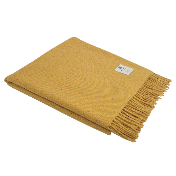 McNutt of Donegal Inishbofin Wool Tweed Blanket - Yellow